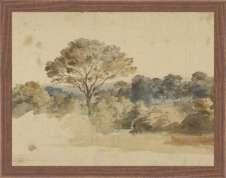 Framed Baroque Landscape. Frame: Dark Walnut. Paper: Rag Paper. Art Size: 10x13. Final Size: 11'' X 14''