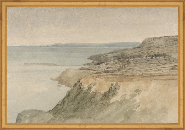 Framed Cliff. Frame: Traditional Gold. Paper: Rag Paper. Art Size: 13x19. Final Size: 14'' X 20''