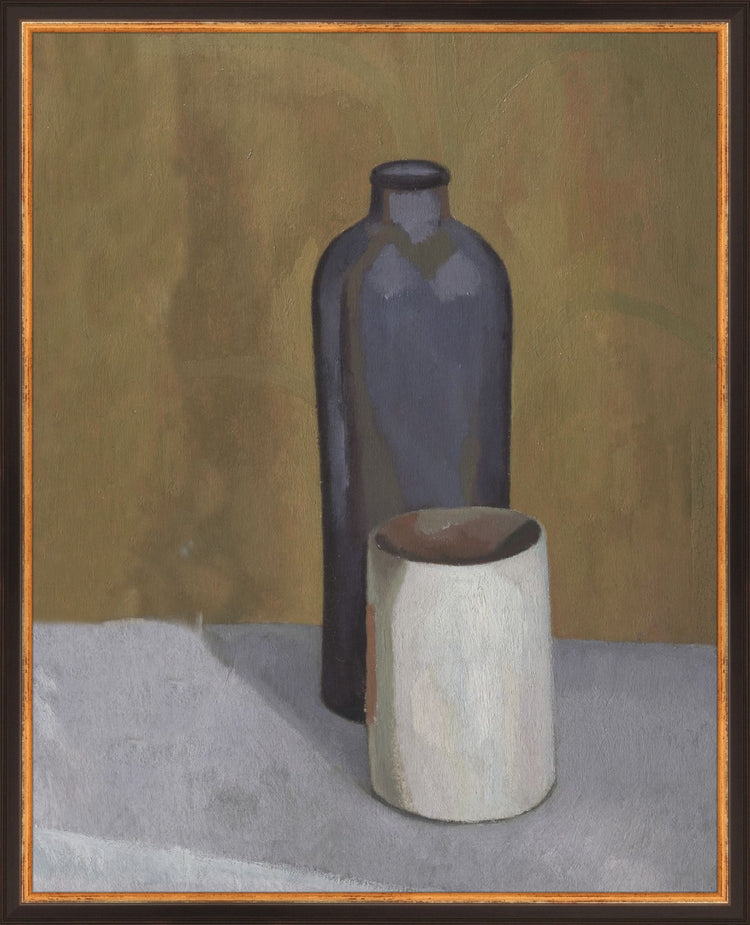 Framed Still Life Vases. Frame: Traditional Black and Gold. Paper: Rag Paper. Art Size: 20x16. Final Size: 21'' X 17''