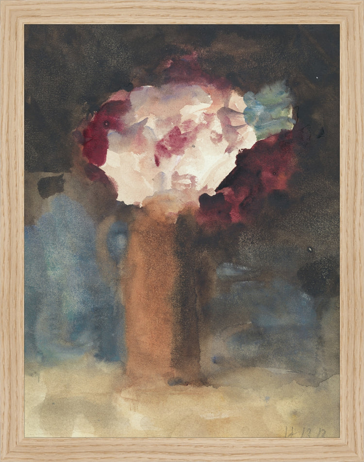 Framed Loose Flowers. Frame: Natural Oak. Paper: Rag Paper. Art Size: 13x10. Final Size: 14'' X 11''