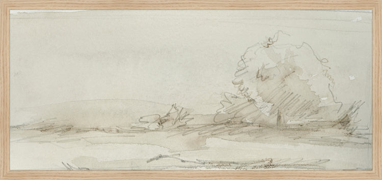 Framed Watercolor Landscape Study III. Frame: Natural Oak. Paper: Rag Paper. Art Size: 13x29. Final Size: 14'' X 30''