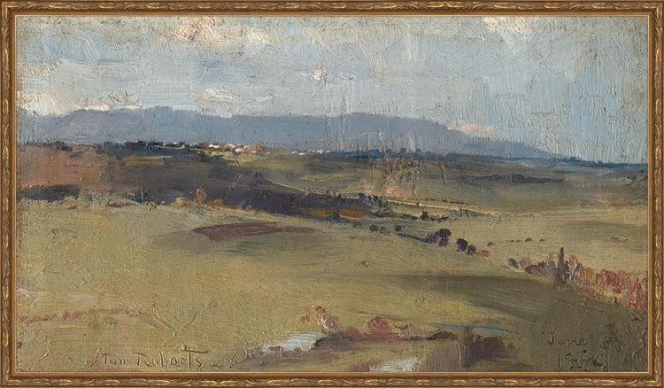Framed Hills. Frame: Embellished Antique Gold. Paper: Rag Paper. Art Size: 17x30. Final Size: 18'' X 31''