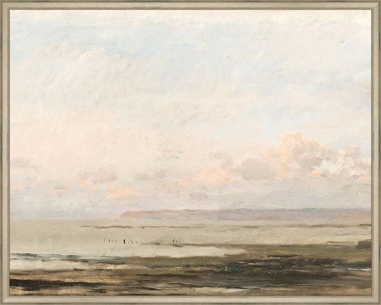 Framed Beach Landscape. Frame: Traditional Silver. Paper: Rag Paper. Art Size: 23x29. Final Size: 24'' X 30''