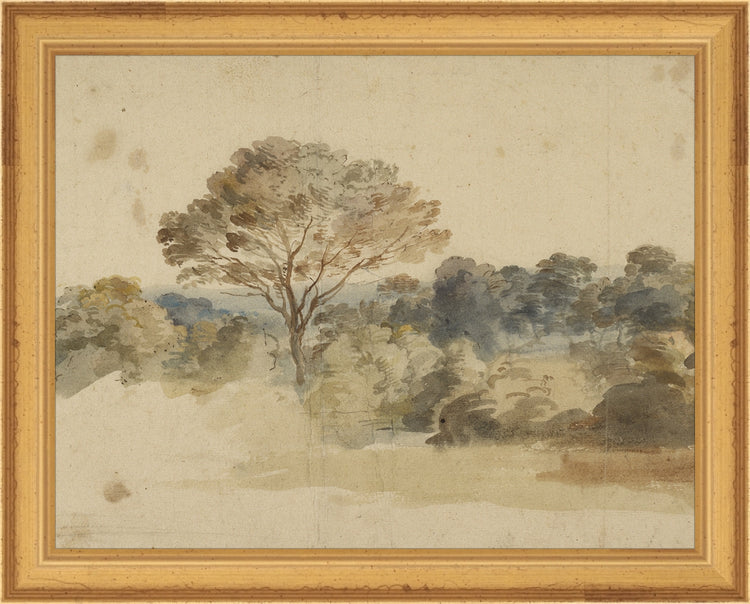 Framed Baroque Landscape. Frame: Traditional Gold. Paper: Rag Paper. Art Size: 7x9. Final Size: 8'' X 10''