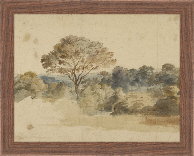 Framed Baroque Landscape. Frame: Dark Walnut. Paper: Rag Paper. Art Size: 7x9. Final Size: 8'' X 10''