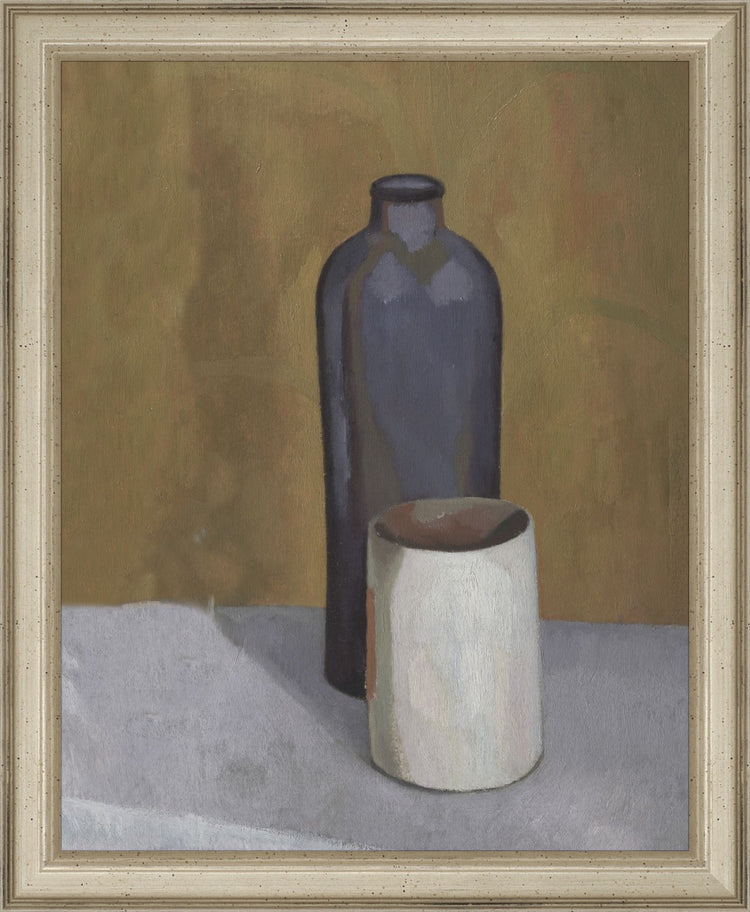 Framed Still Life Vases. Frame: Traditional Silver. Paper: Rag Paper. Art Size: 10x8. Final Size: 11'' X 9''