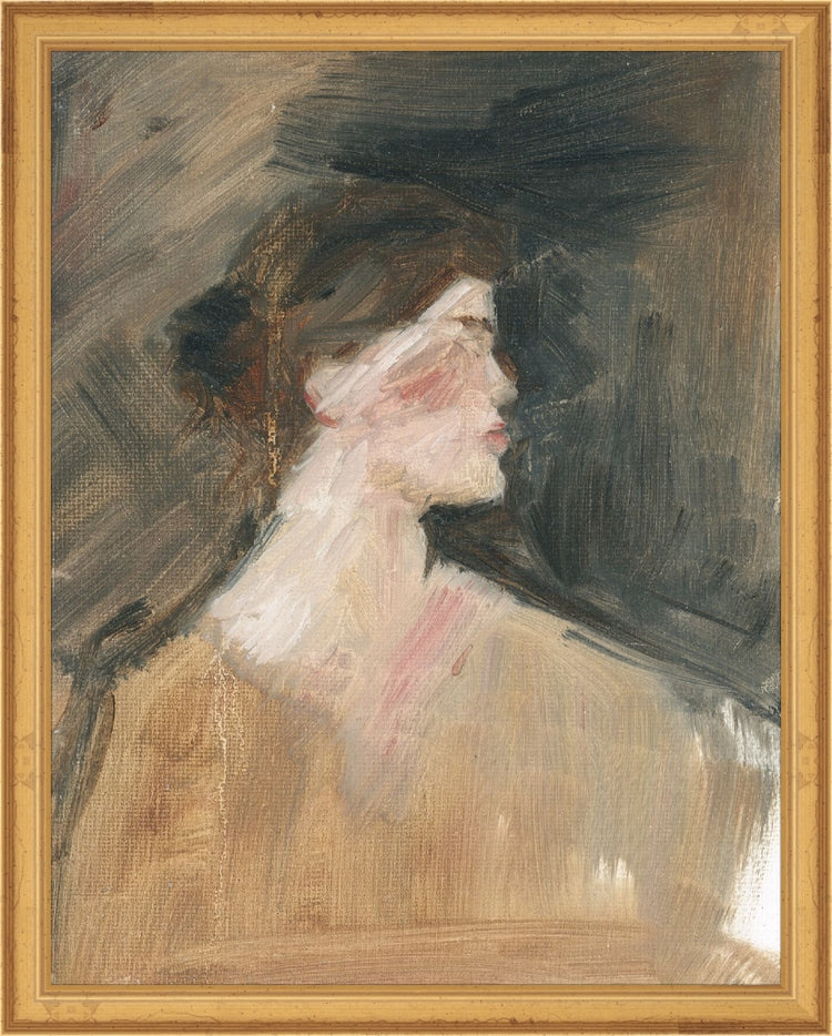 Framed Profile Sketch. Frame: Traditional Gold. Paper: Rag Paper. Art Size: 14x11. Final Size: 15'' X 12''