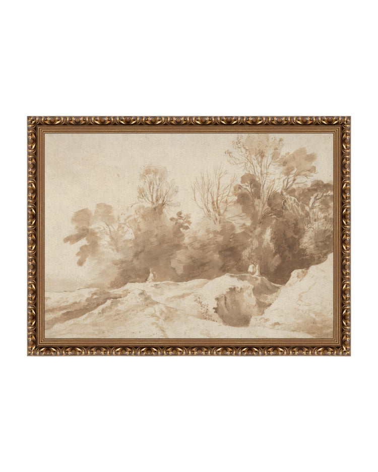 Trees Landscape In Sepia