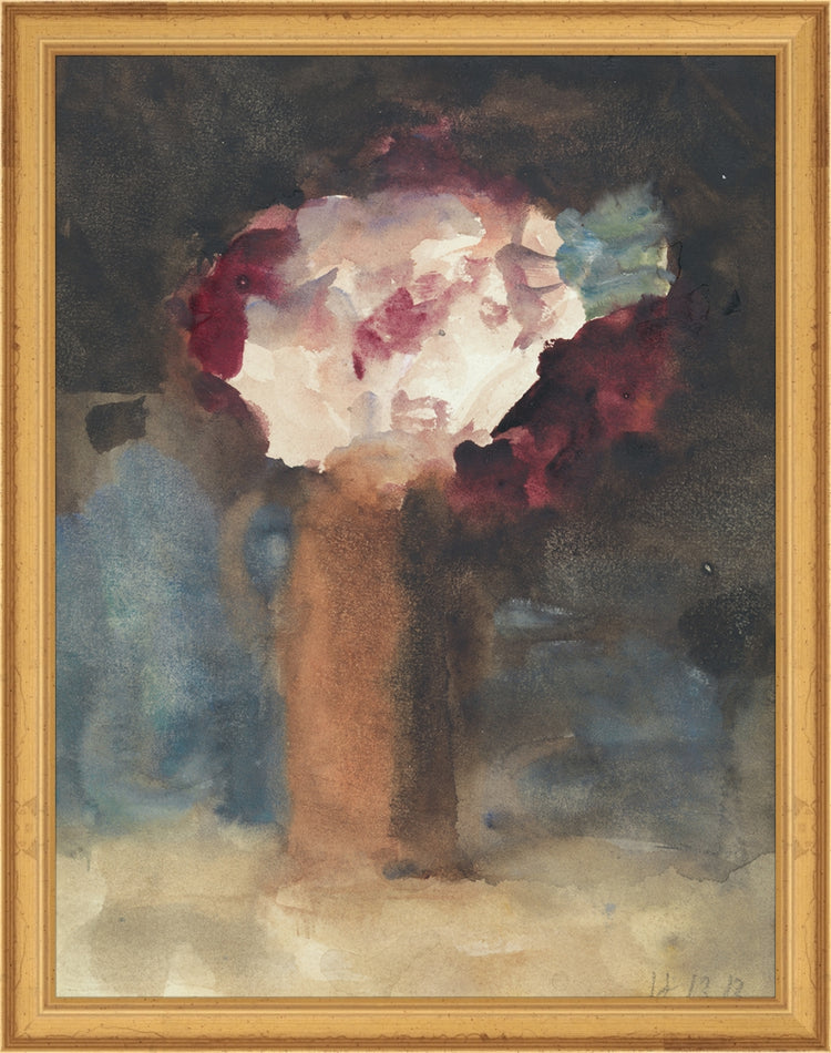 Framed Loose Flowers. Frame: Traditional Gold. Paper: Rag Paper. Art Size: 13x10. Final Size: 14'' X 11''