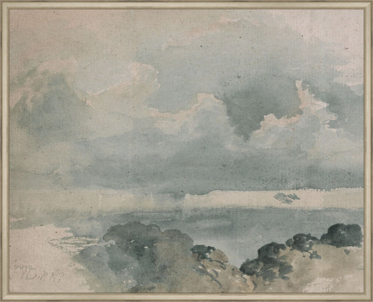 Framed Watercolor Cloud Study. Frame: Traditional Silver. Paper: Rag Paper. Art Size: 24x30. Final Size: 25'' X 31''