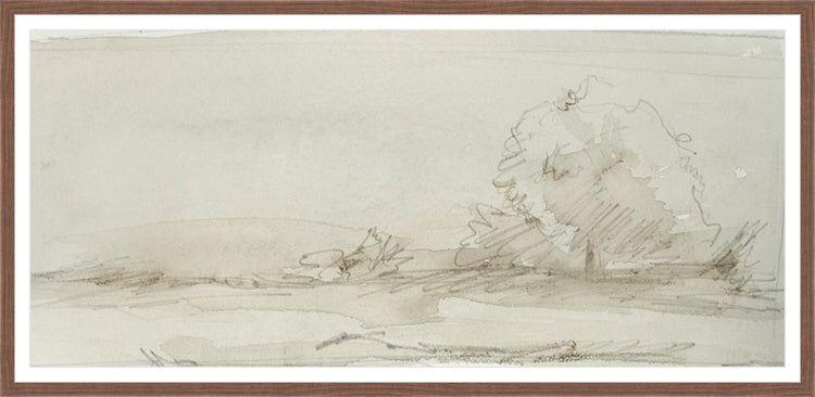 Framed Watercolor Landscape Study III. Frame: Dark Walnut. Paper: Watercolor Paper. Art Size: 18x40. Final Size: 21'' X 43''