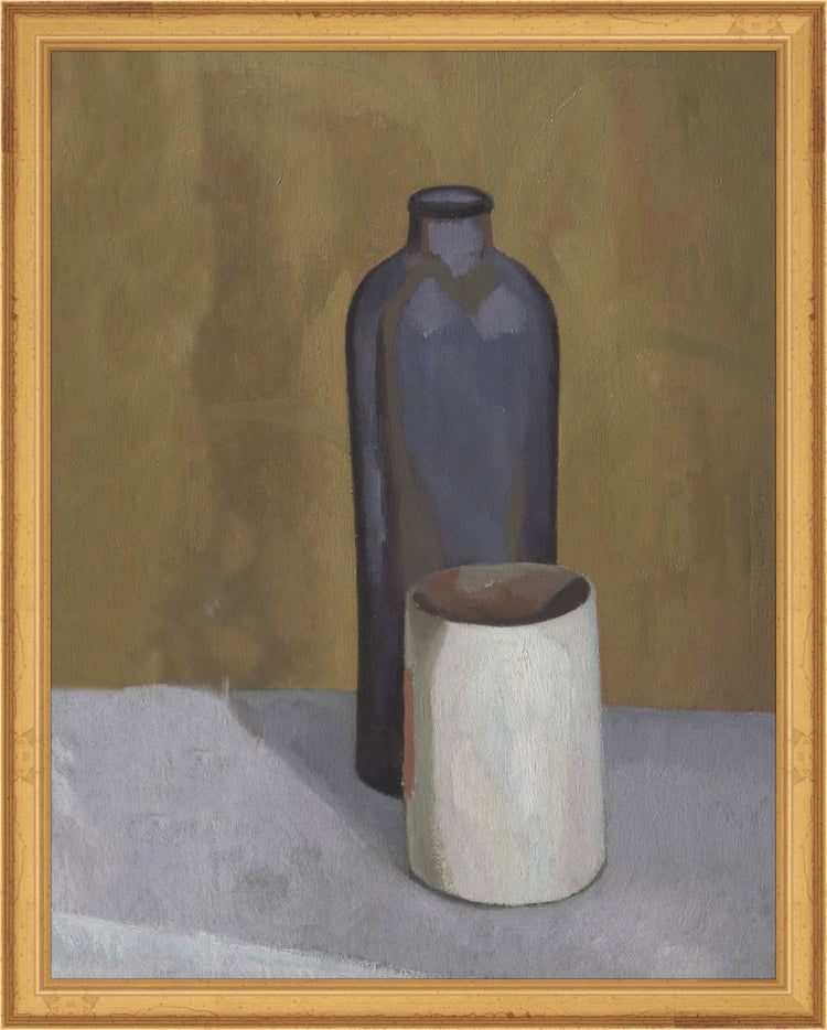 Framed Still Life Vases. Frame: Traditional Gold. Paper: Rag Paper. Art Size: 14x11. Final Size: 15'' X 12''