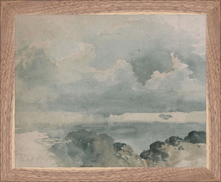 Framed Watercolor Cloud Study. Frame: Natural Walnut. Paper: Rag Paper. Art Size: 8x10. Final Size: 9'' X 11''