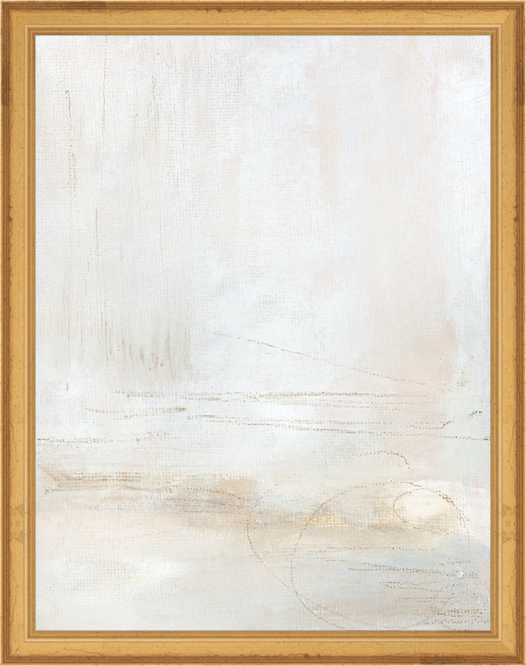 Framed Hazy Rain. Frame: Traditional Gold. Paper: Rag Paper. Art Size: 13x10. Final Size: 14'' X 11''
