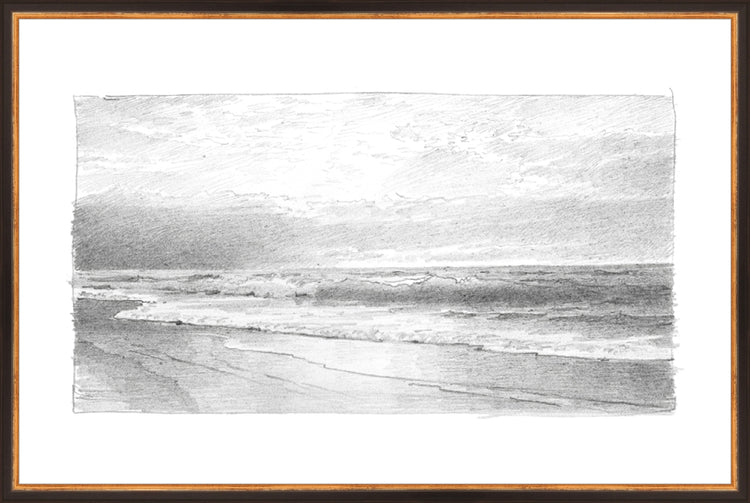 Framed Seascape 2. Frame: Traditional Black and Gold. Paper: Rag Paper. Art Size: 19x29. Final Size: 20'' X 30''
