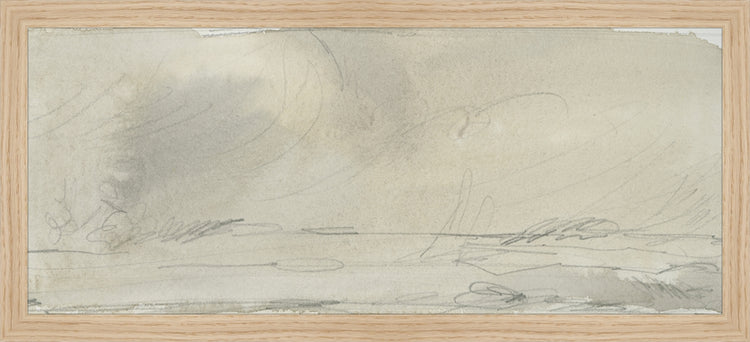 Framed Watercolor Landscape Study II. Frame: Natural Oak. Paper: Rag Paper. Art Size: 8x19. Final Size: 9'' X 20''