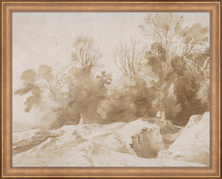 Framed Trees Landscape In Sepia. Frame: Timeless Bronze. Paper: Rag Paper. Art Size: 11x14. Final Size: 12'' X 15''