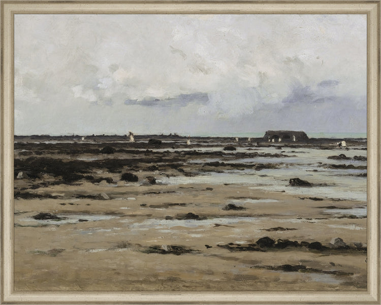 Framed LOW TIDE. Frame: Traditional Silver. Paper: Rag Paper. Art Size: 15x19. Final Size: 16'' X 20''