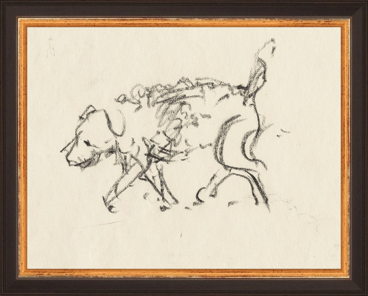 Framed Buddy. Frame: Traditional Black and Gold. Paper: Rag Paper. Art Size: 7x9. Final Size: 8'' X 10''