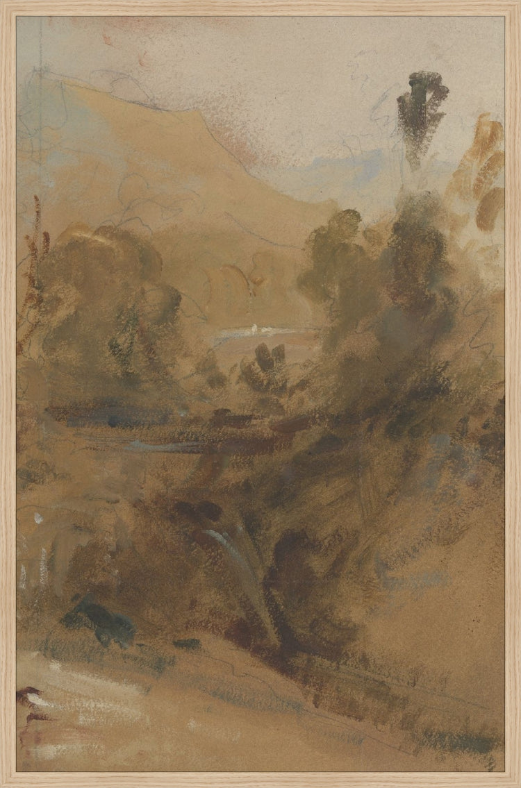 Framed Abstract Landscape II. Frame: Natural Oak. Paper: Rag Paper. Art Size: 37x24. Final Size: 38'' X 25''