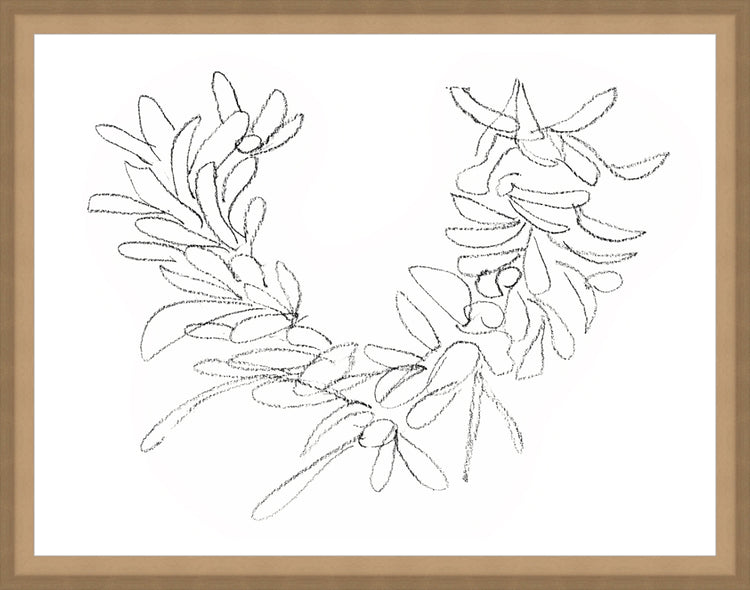 Framed Wreath Sketch. Frame: Bevel Sand. Paper: Rag Paper. Art Size: 10x13. Final Size: 11'' X 14''