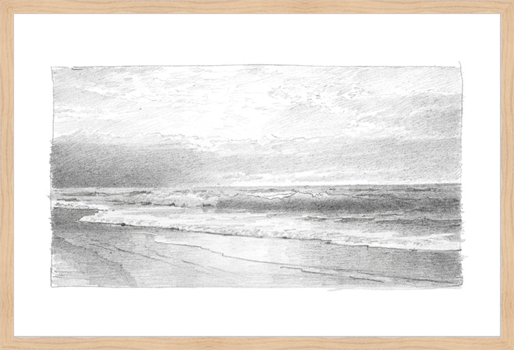 Framed Seascape 2. Frame: Natural Wood. Paper: Smooth Paper. Art Size: 20x30. Final Size: 21'' X 31''