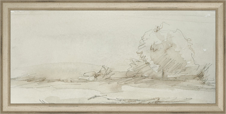 Framed Watercolor Landscape Study III. Frame: Traditional Silver. Paper: Rag Paper. Art Size: 7x15. Final Size: 8'' X 16''