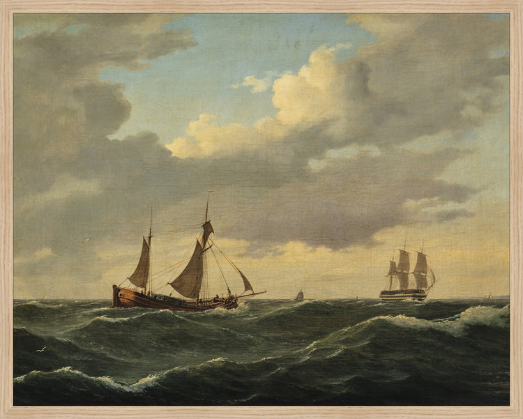 Framed Sailboats. Frame: Natural Oak. Paper: Rag Paper. Art Size: 23x29. Final Size: 24'' X 30''