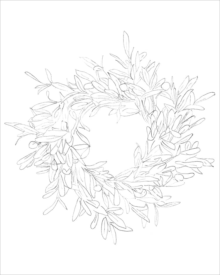 Framed OLIVE WREATH. Frame: No Frame. Paper: Rag Paper. Art Size: 30x24. Final Size: 30'' X 24''