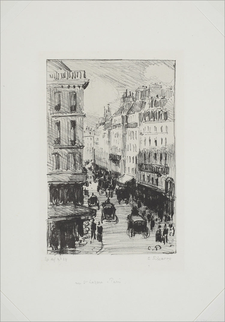 Framed Paris Streets. Frame: No Frame. Paper: Rag Paper. Art Size: 10x7. Final Size: 10'' X 7''