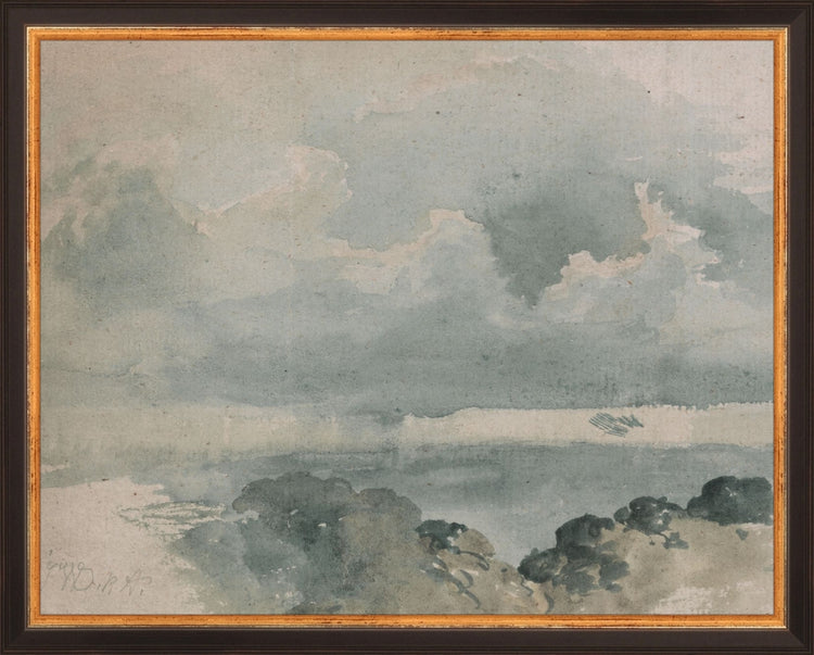 Framed Watercolor Cloud Study. Frame: Traditional Black and Gold. Paper: Rag Paper. Art Size: 11x14. Final Size: 12'' X 15''