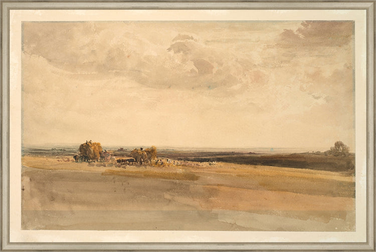 Framed Wheat Field. Frame: Traditional Silver. Paper: Rag Paper. Art Size: 19x29. Final Size: 20'' X 30''