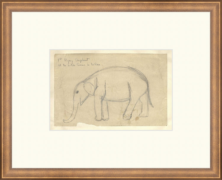 Uploaded Art:Elephant Kids Spaces copy.jpg. Frame: Timeless Bronze. Paper: Rag Paper. Art Size: 6x9. Final Size: 13'' X 16''