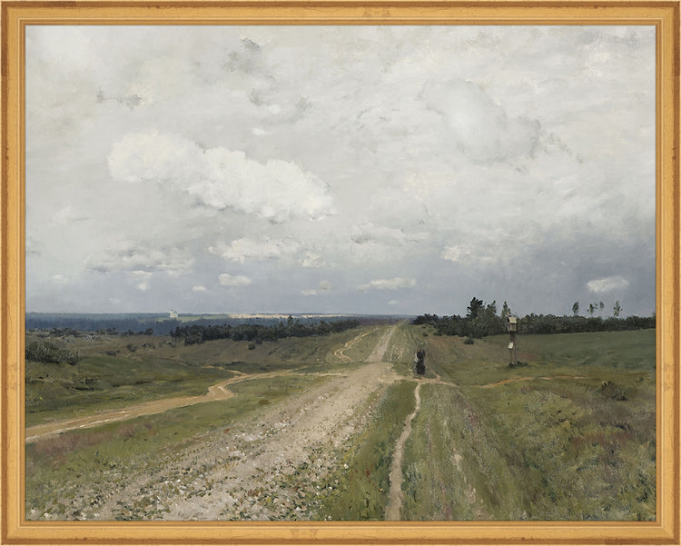 Framed Field Route. Frame: Traditional Gold. Paper: Rag Paper. Art Size: 15x19. Final Size: 16'' X 20''