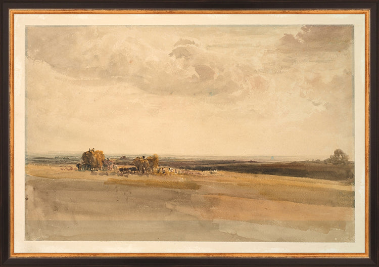 Framed Wheat Field. Frame: Traditional Black and Gold. Paper: Rag Paper. Art Size: 13x19. Final Size: 14'' X 20''