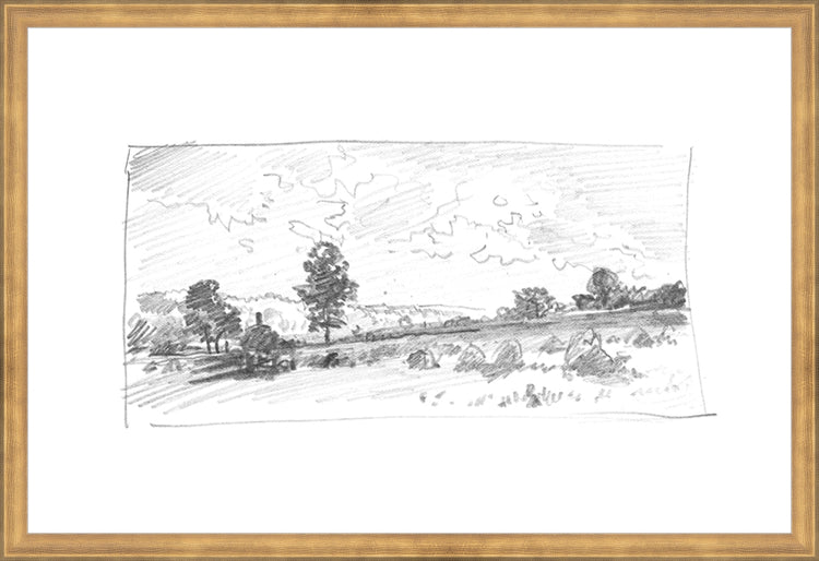Framed Charcoal Trees 2. Frame: Timeless Gold. Paper: Rag Paper. Art Size: 16x24. Final Size: 17'' X 25''