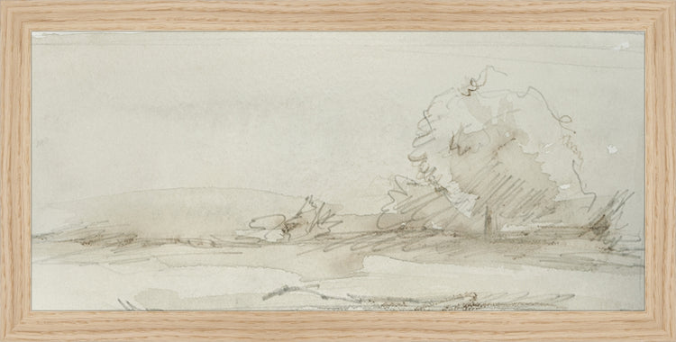 Framed Watercolor Landscape Study III. Frame: Natural Oak. Paper: Rag Paper. Art Size: 7x15. Final Size: 8'' X 16''