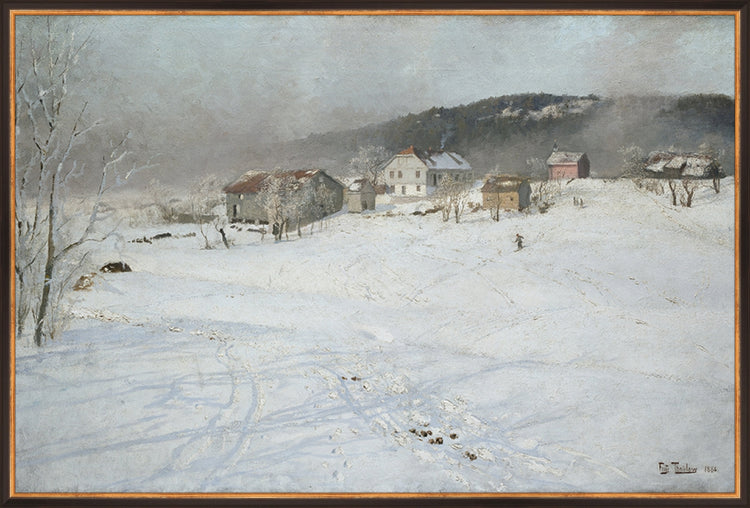 Framed Village. Frame: Traditional Black and Gold. Paper: Rag Paper. Art Size: 24x36. Final Size: 25'' X 37''