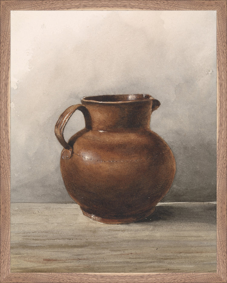 Framed Still Life Jug. Frame: Natural Walnut. Paper: Rag Paper. Art Size: 19x15. Final Size: 20'' X 16''