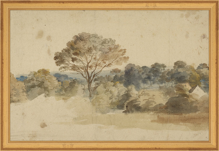 Framed Baroque Landscape. Frame: Traditional Gold. Paper: Rag Paper. Art Size: 10x15. Final Size: 11'' X 16''