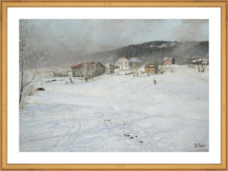 Framed Village. Frame: Traditional Gold. Paper: Rag Paper. Art Size: 14x20. Final Size: 18'' X 24''