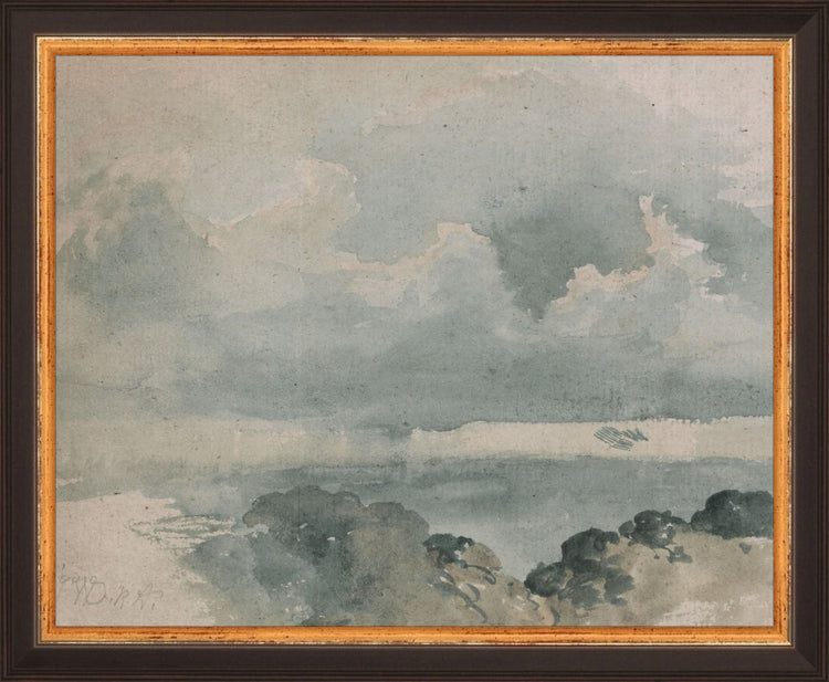 Framed Watercolor Cloud Study. Frame: Traditional Black and Gold. Paper: Rag Paper. Art Size: 8x10. Final Size: 9'' X 11''