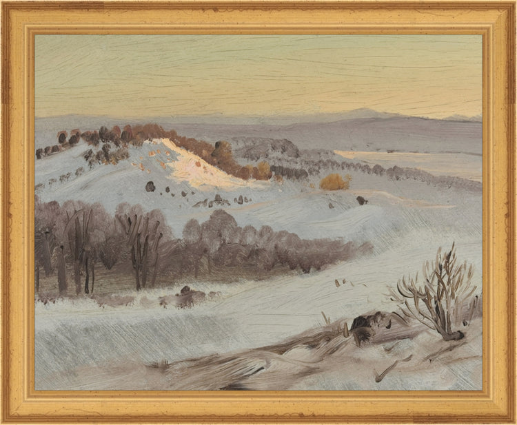 Framed Mountain View. Frame: Traditional Gold. Paper: Rag Paper. Art Size: 8x10. Final Size: 9'' X 11''