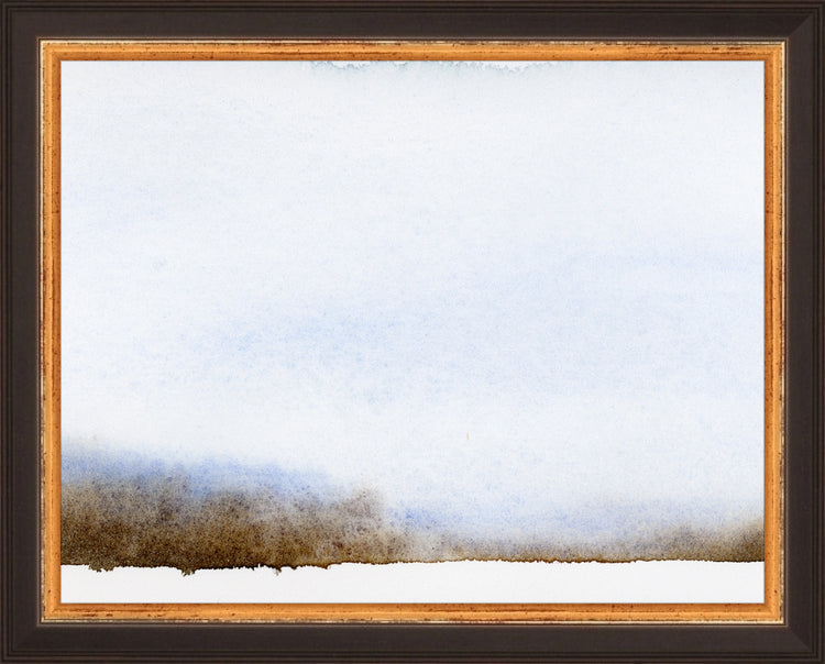 Framed Moody Winter. Frame: Traditional Black and Gold. Paper: Rag Paper. Art Size: 7x9. Final Size: 8'' X 10''