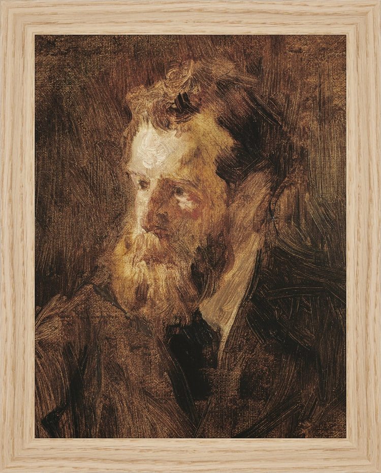 Framed EDMOND. Frame: Natural Oak. Paper: Rag Paper. Art Size: 9x7. Final Size: 10'' X 8''