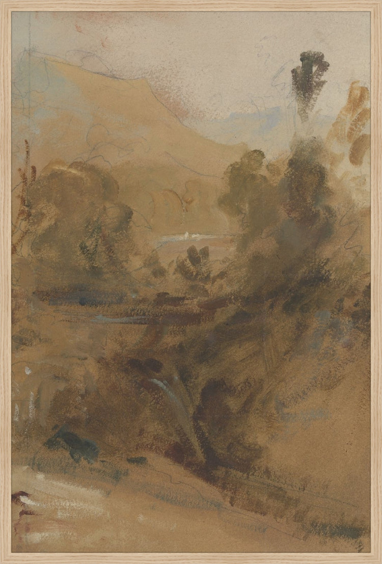 Framed Abstract Landscape II. Frame: Natural Oak. Paper: Rag Paper. Art Size: 36x24. Final Size: 37'' X 25''