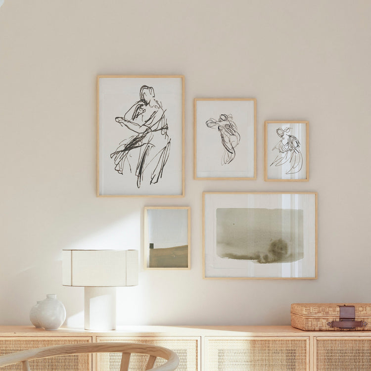 Neutral Set of 3 Ink Figure Studies | Neutral Set Art | Modern Drawing Set | Set Prints 3 | Set of Neutral Art | Female Figure Art Giclee