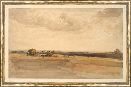 Framed Wheat Field. Frame: Gold Textured. Paper: Rag Paper. Art Size: 9x14. Final Size: 9'' X 14''