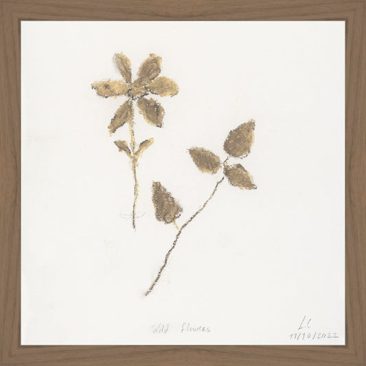 Framed Wild Flowers I. Frame: Natural Walnut. Paper: Rag Paper. Art Size: 12x12. Final Size: 13'' X 13''