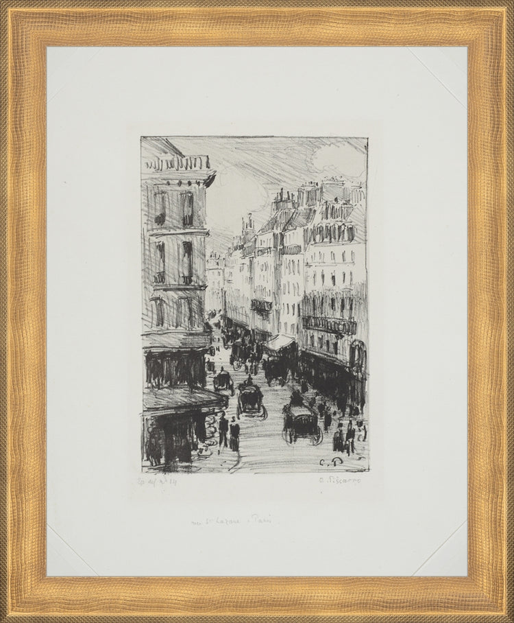Framed Paris Streets. Frame: Timeless Gold. Paper: Smooth Paper. Art Size: 10x8. Final Size: 11'' X 9''